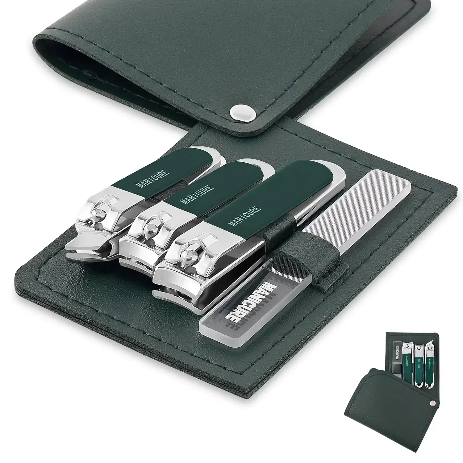 Mens Grooming Travel Kit - 4個入りスチール製爪切りマニキュアセット、旅行用マニキュアグルーミングキット、プロ仕様男女兼用爪切りキット、ステンレス製
