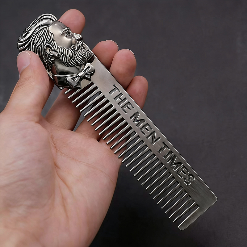 Men'S Grooming Oil - ヴィンテージメタルヘアコーム レトロオイルヘッドコーム メンズ用 ビッグバックヘアスタイリング ビアードコーム ポケットサイズ