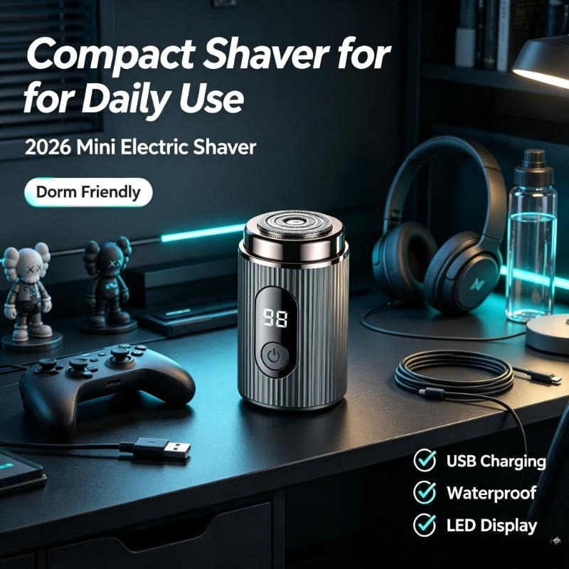 Mens Grooming Travel Kit - 2026 ミニ電動シェーバー ポータブル 充電式 防水 コンパクト