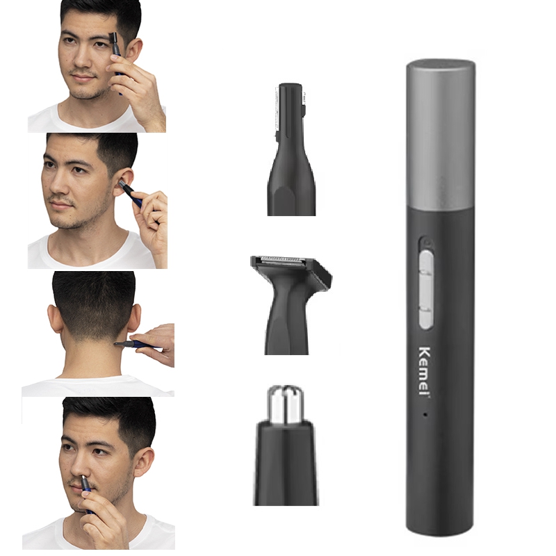 Men'S Grooming Gift Set - Kemei Pro 充電式鼻毛トリマーペンひげグルーミングキット電動フェイシャルネックラインボディトリマー耳眉毛トリマー男性女性用