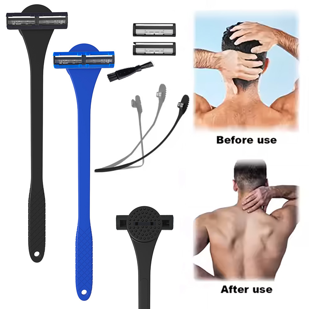 Men'S Grooming Gel - メンズ2-in-1シリコン製背中シェーバー、3層構造で効率的な背中脱毛シェービングツール