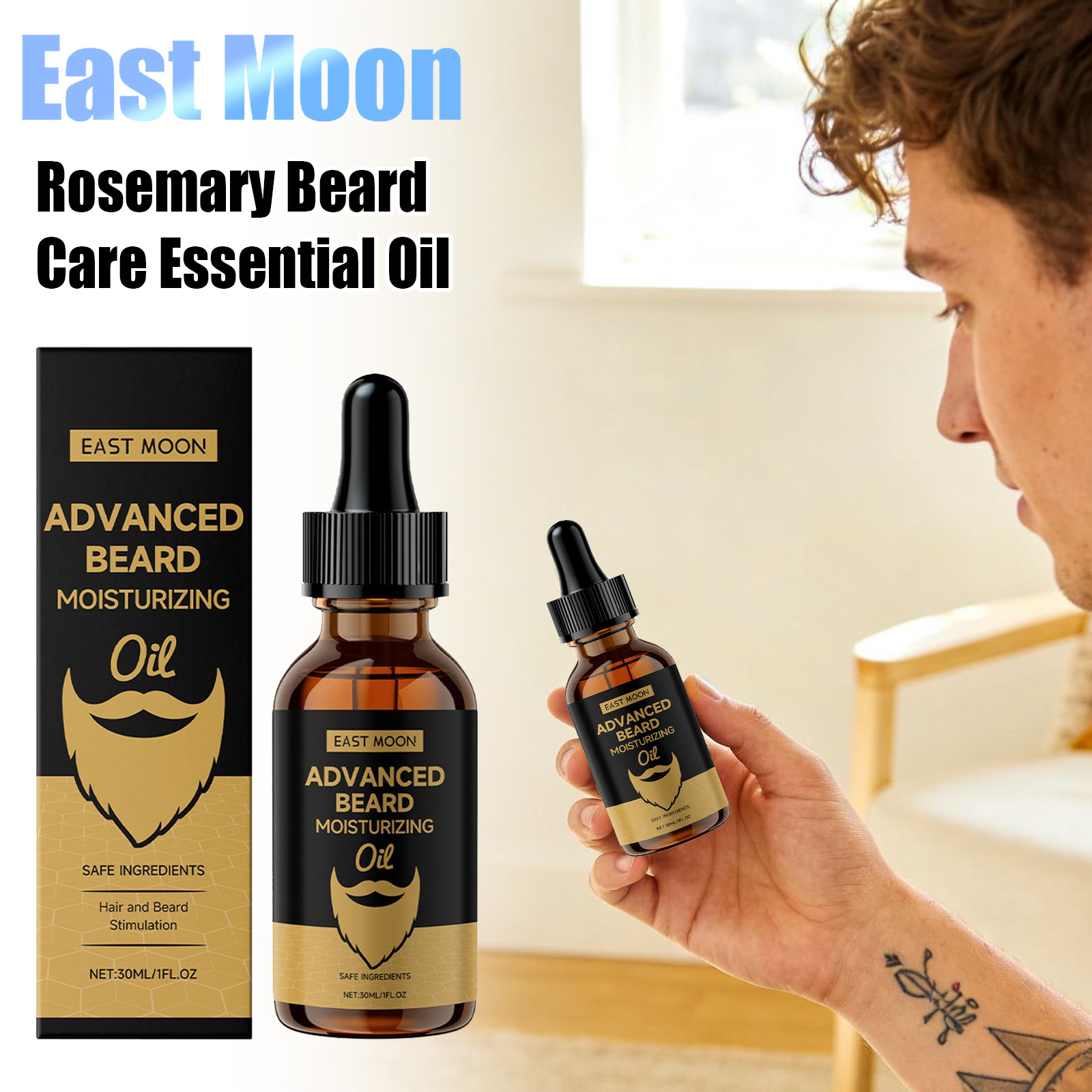イーストムーン ローズマリーひげ軟化オイル 強化保湿 ドライ - Beard Oil Growth のレビューと価格
