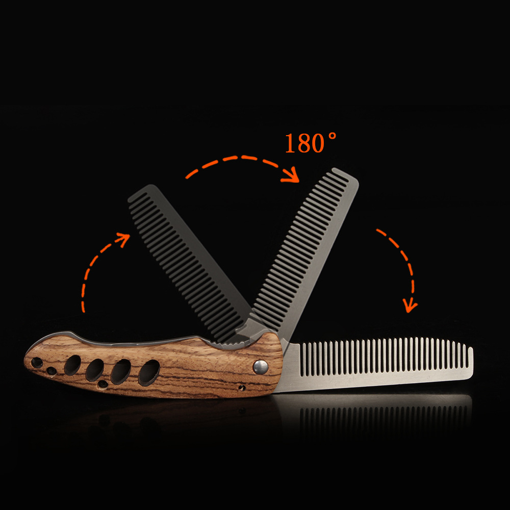 無垢材と金属製の折りたたみ式髭櫛（男性用）、携帯用ポマドール - Mens Grooming Travel Kit のレビューと価格
