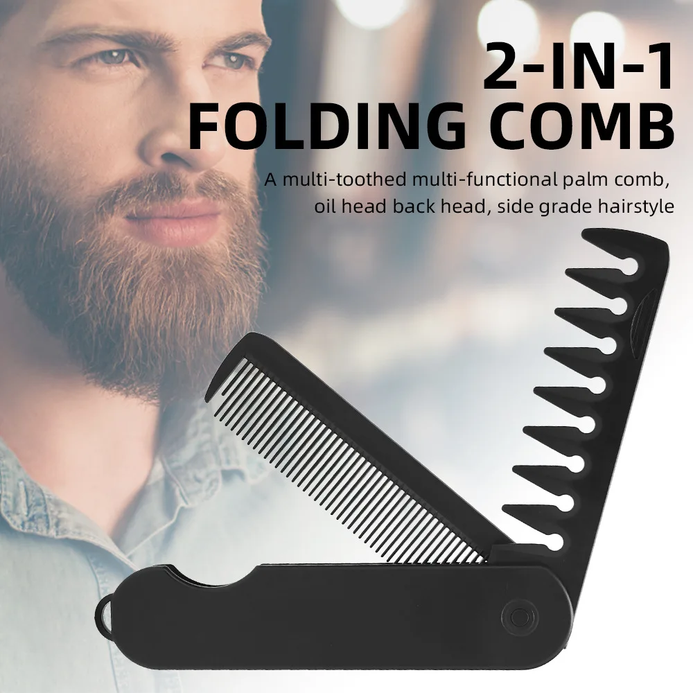 男性の広い歯のヘアコームポータブルプラスチック折りたたみポケ - Men'S Grooming Oil のレビューと価格